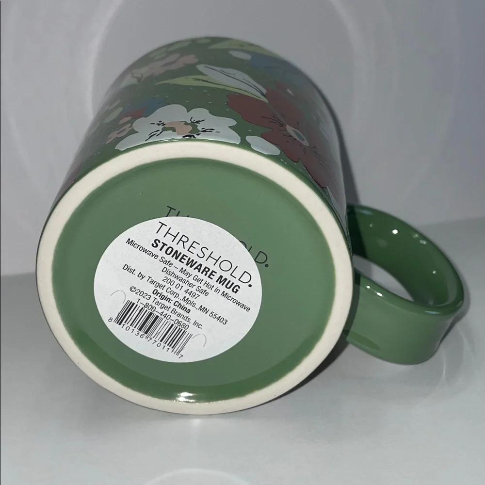 Threshold Mama Green Floral Large Stoneware Coffee Tea Mug 12 Oz Capacity NEW - Picture 4 of 11